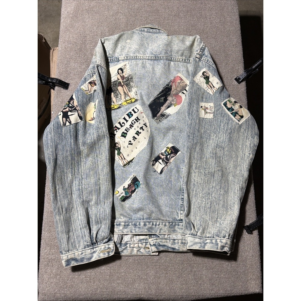 Vintage 80s Malibu USA Acid Wash Denim Jacket Size Medium - Picture 12 of 16